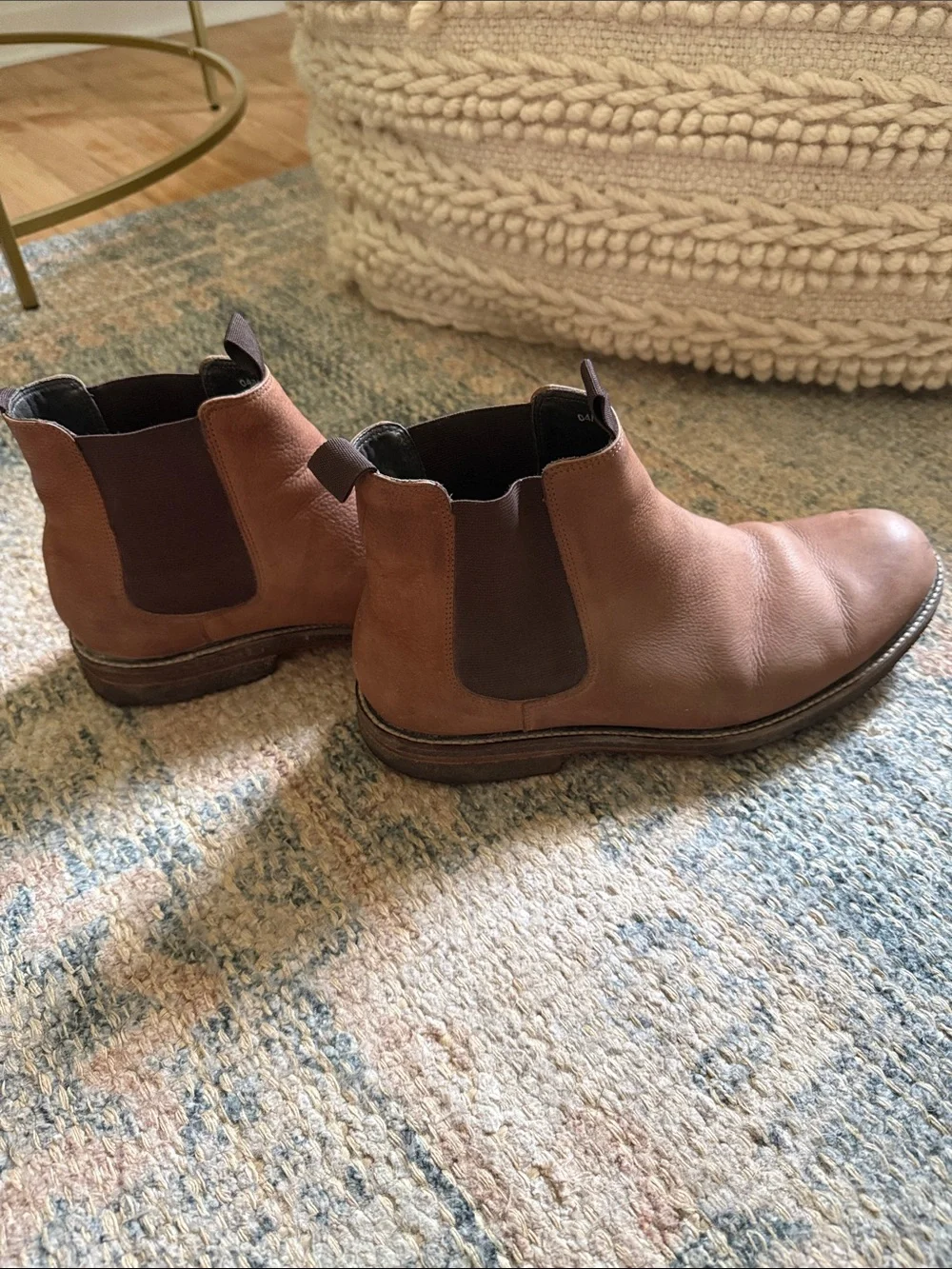 Men's Tan Leather Chukka Boots with Elastic Side Panels